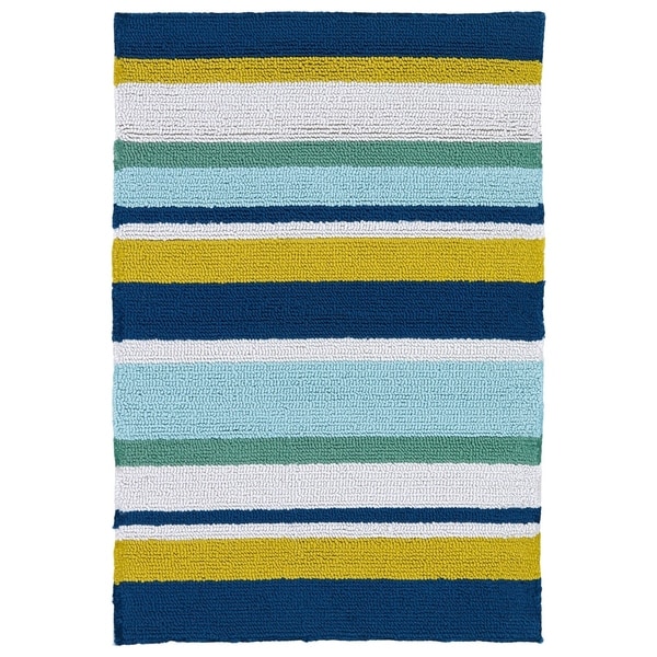 Indoor/ Outdoor Luau Multicolored Stripes Rug (2' x 3') - 2' x 3'