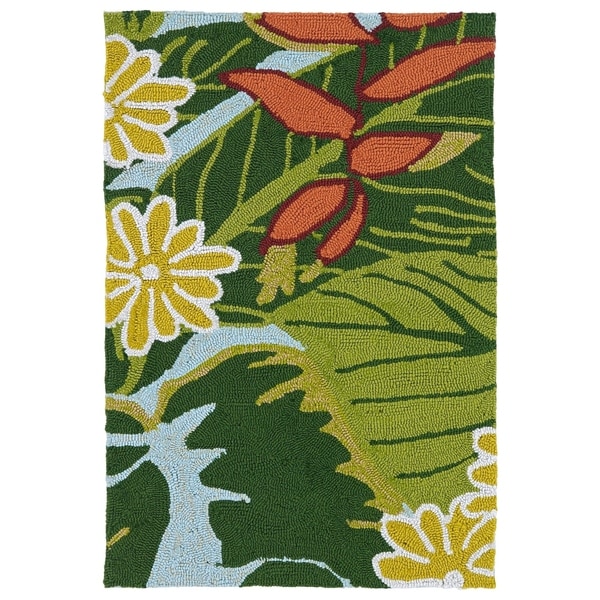 Luau Blue/ Green Indoor/ Outdoor Jungle Rug - 2' x 3'