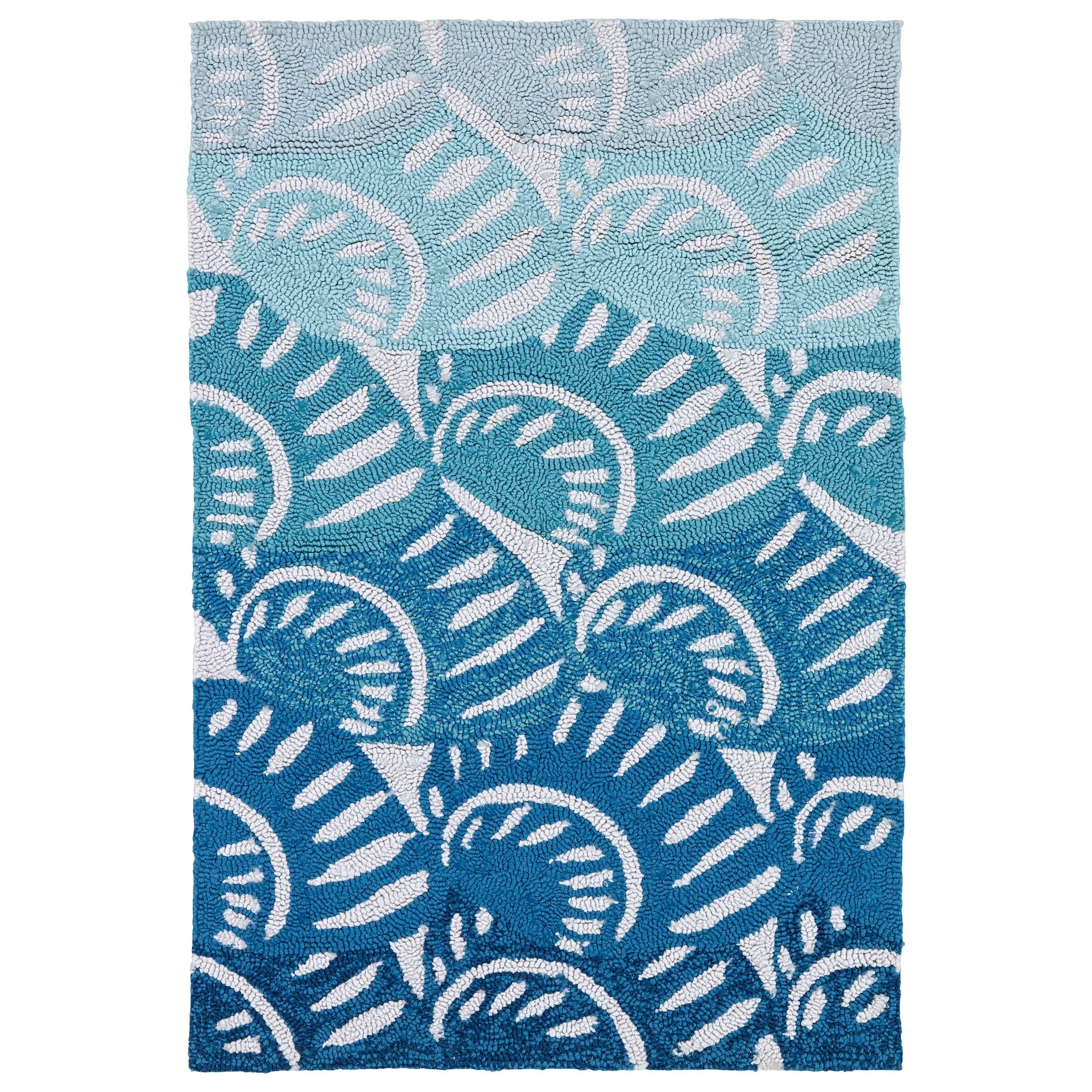 Indoor/ Outdoor Luau Blue Seashell Rug (2 X 3)