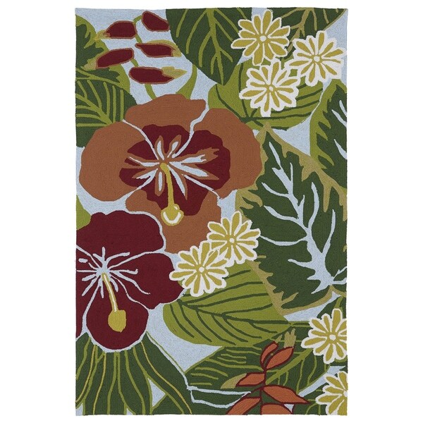 Luau Blue Indoor/ Outdoor Jungle Rug - 3' x 5'