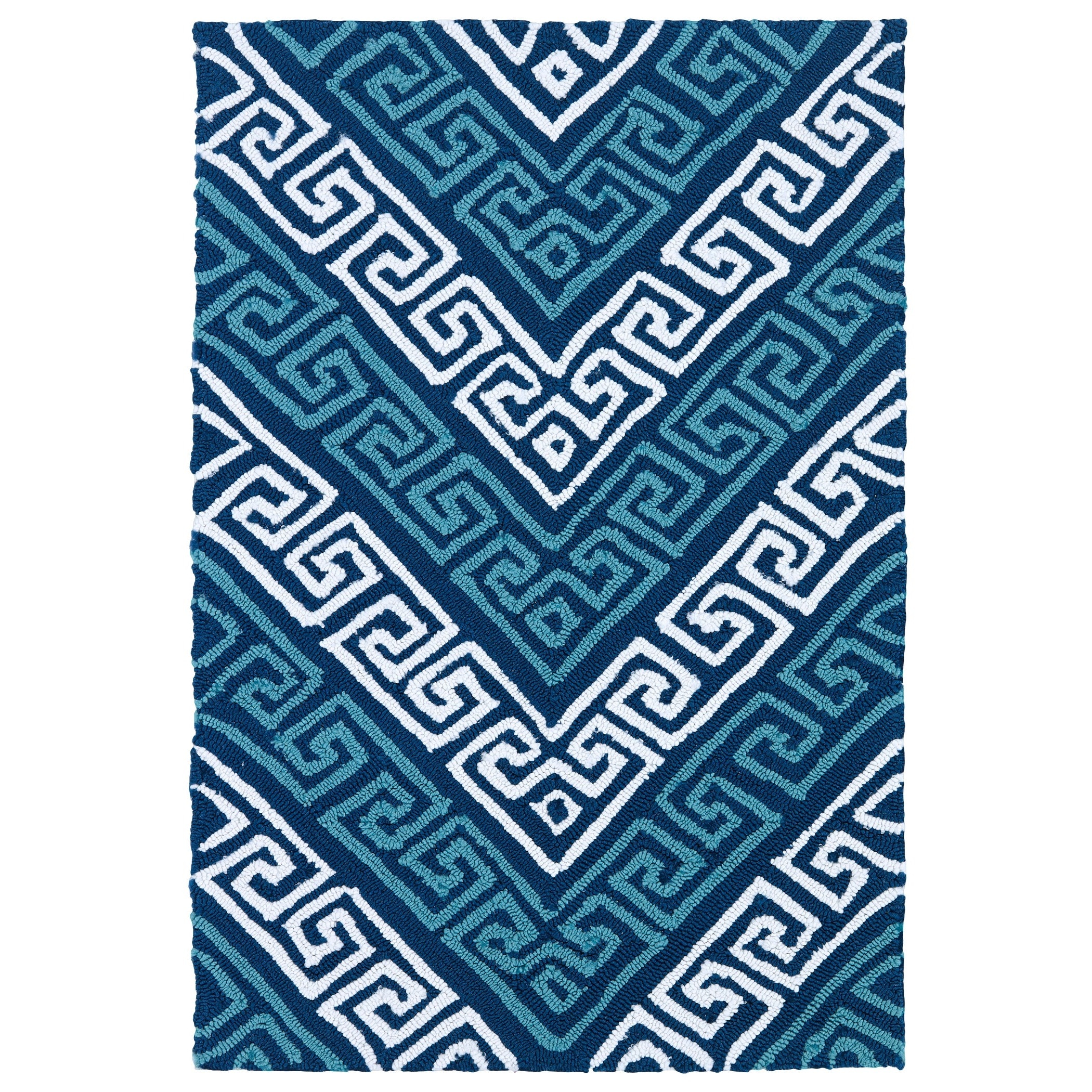 Indoor/ Outdoor Luau Blue Chevron Rug (2 X 3)