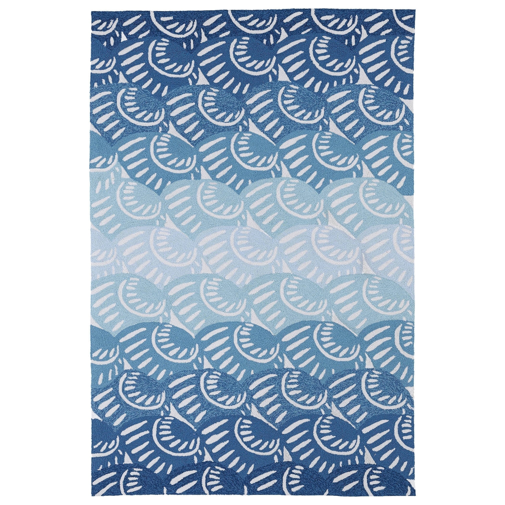 Indoor/ Outdoor Luau Blue Seashell Rug (86 X 116)