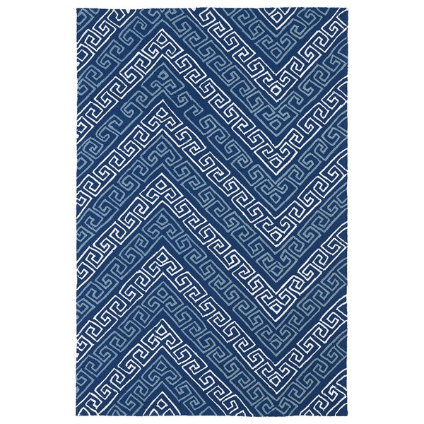 Indoor/ Outdoor Luau Blue Chevron Rug (3' x 5') - 3' x 5'