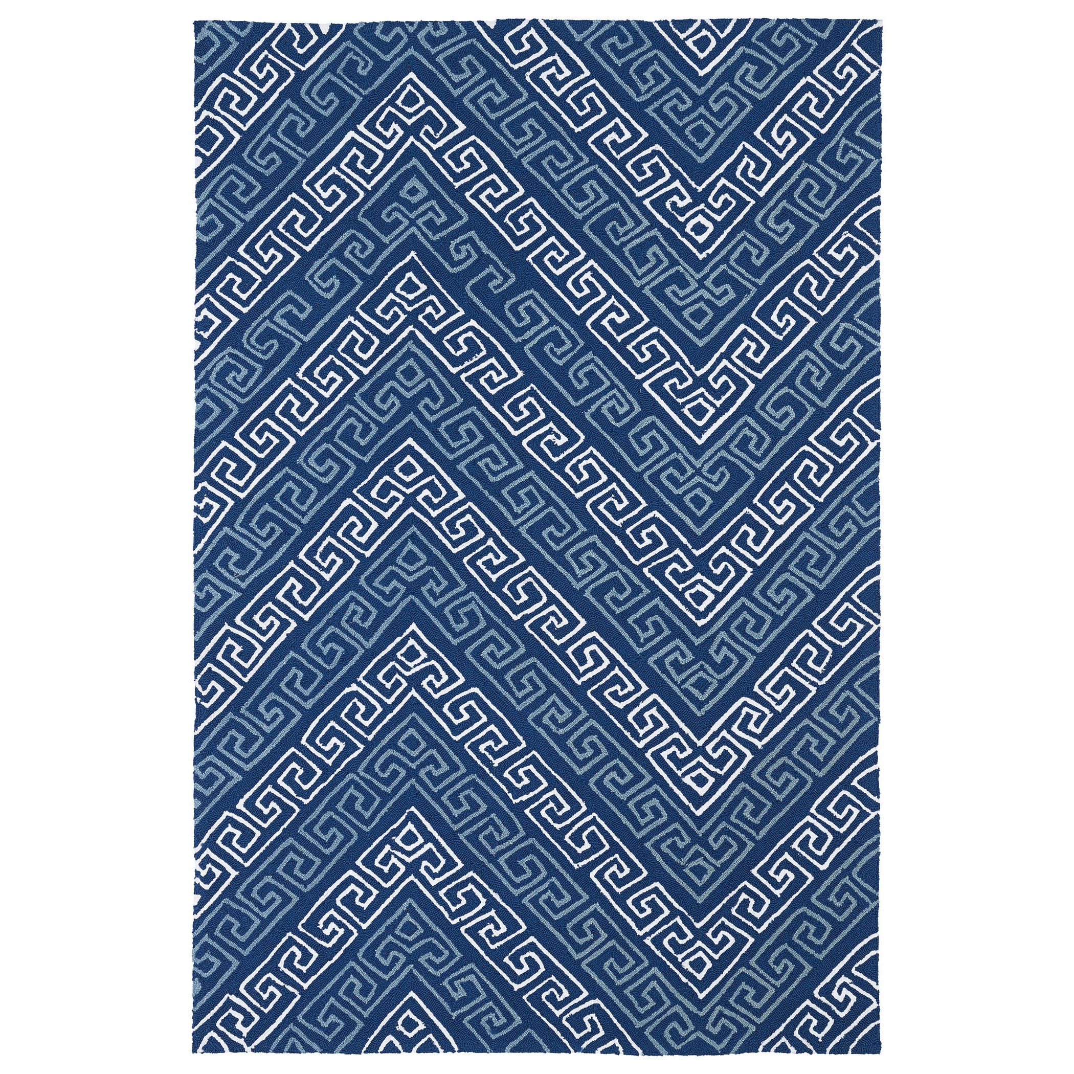 Indoor/ Outdoor Luau Blue Chevron Rug (86 X 116)