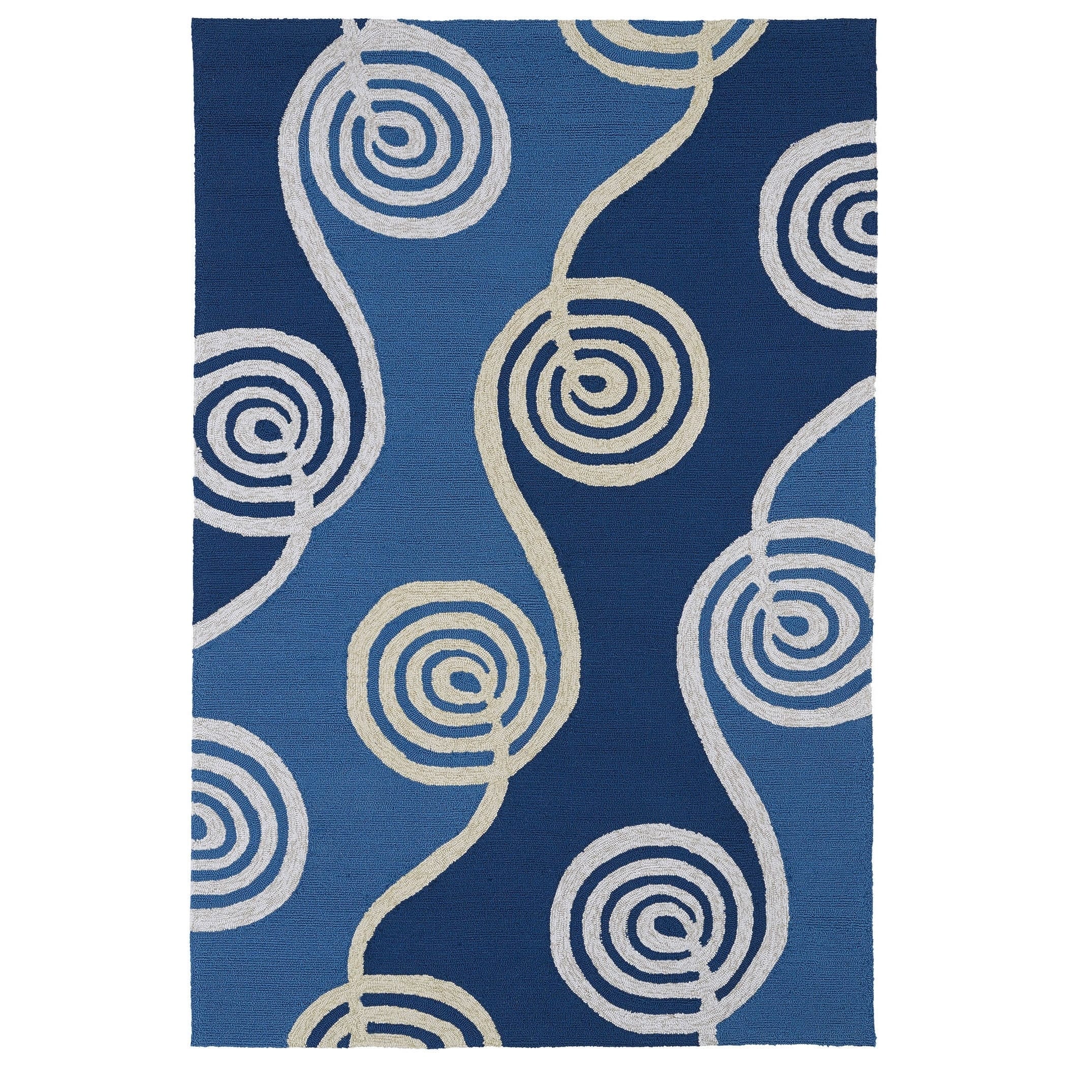 Indoor/ Outdoor Fiesta Waves Blue Rug (3 X 5)