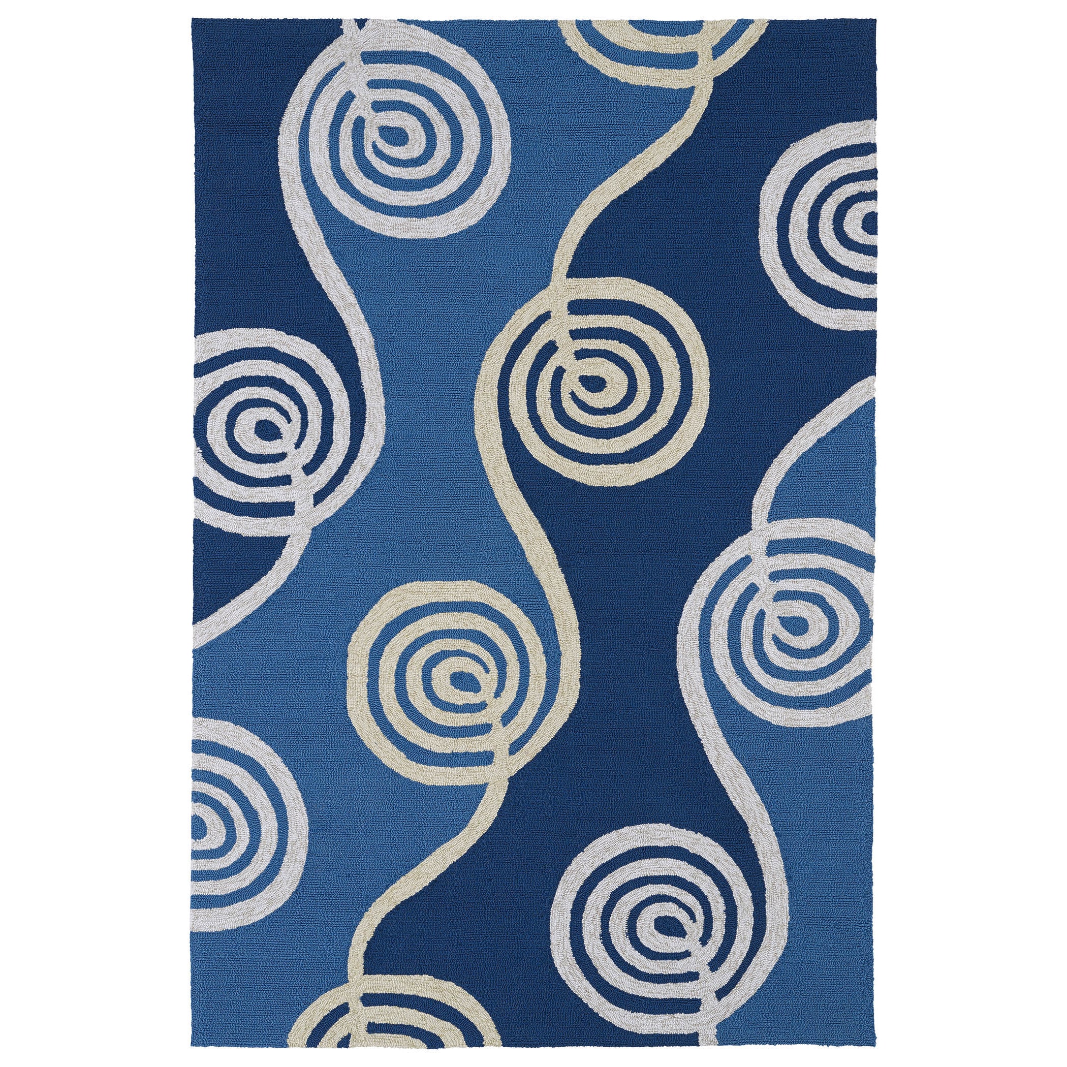 Indoor/ Outdoor Fiesta Waves Blue Rug (9 X 12)