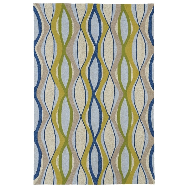 Indoor/ Outdoor Fiesta Waves Multicolored Rug (7'6 x 9') - 7'6 x 9'