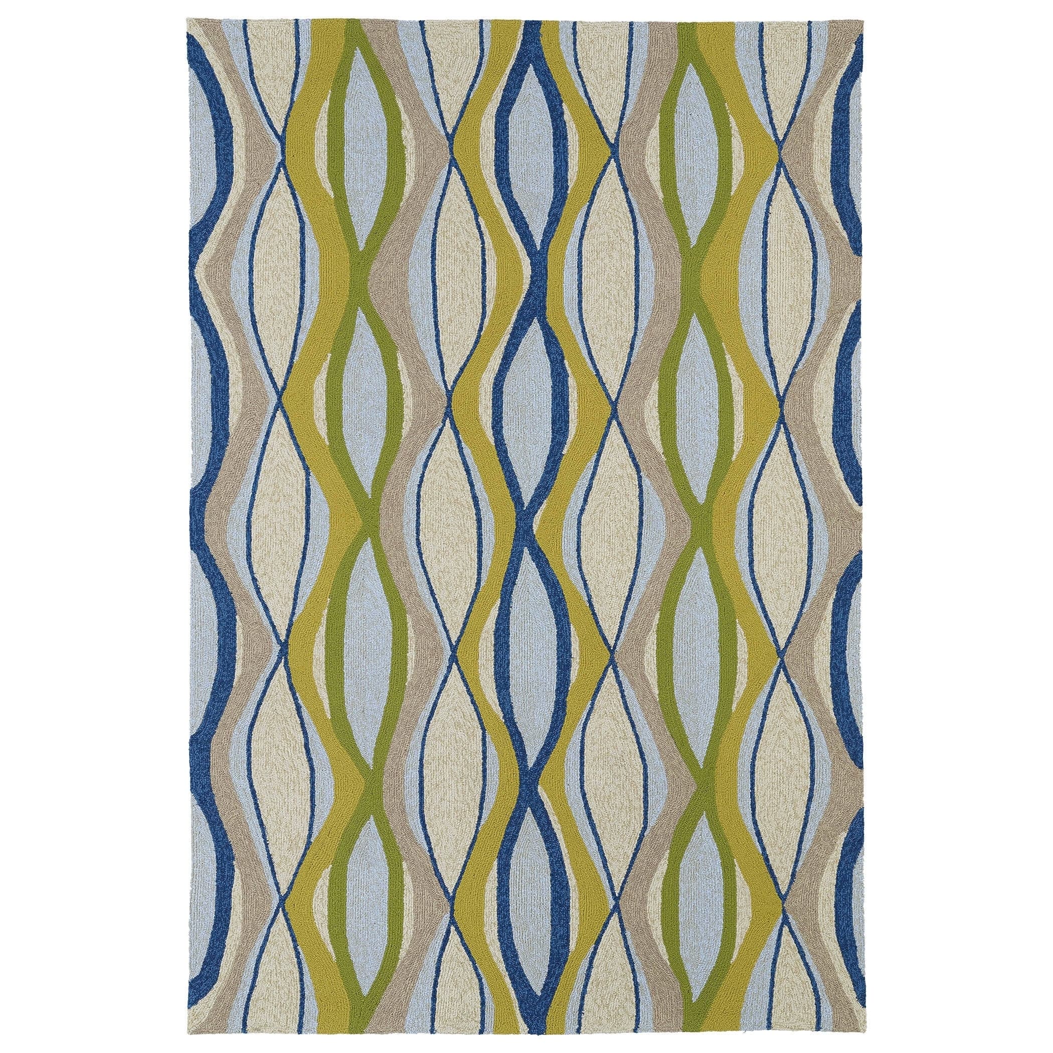 Indoor/ Outdoor Fiesta Waves Multicolored Rug (9 X 12)