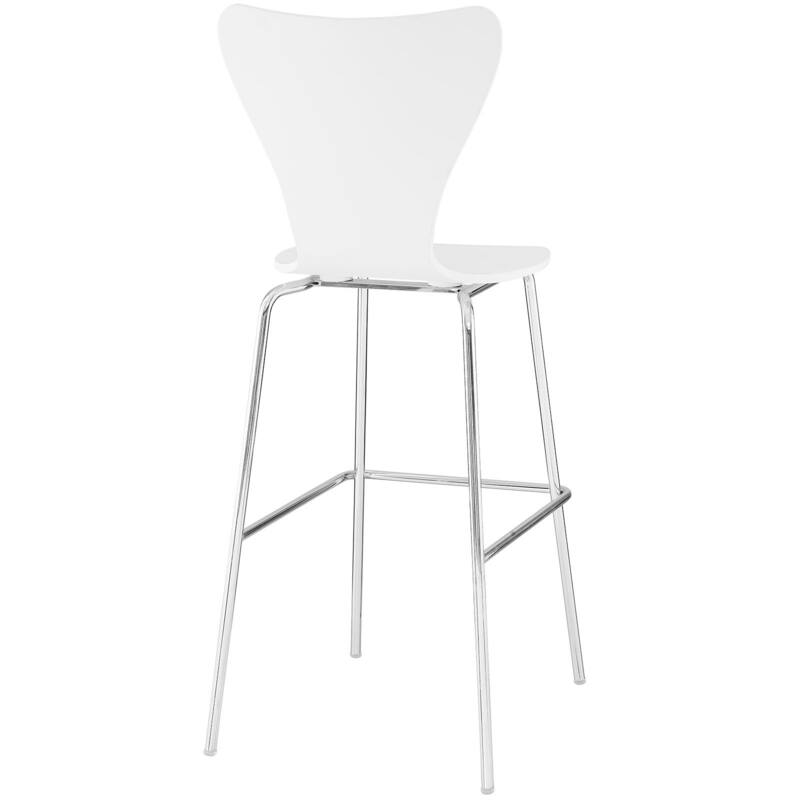 Porch & Den Queensboro Series 7 Chrome Base Chair Bar Stool - N/A - Chrome/Steel - White