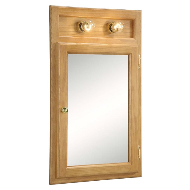 Design House Richland Nutmeg Oak lighted 1 door Bathroom Mirror