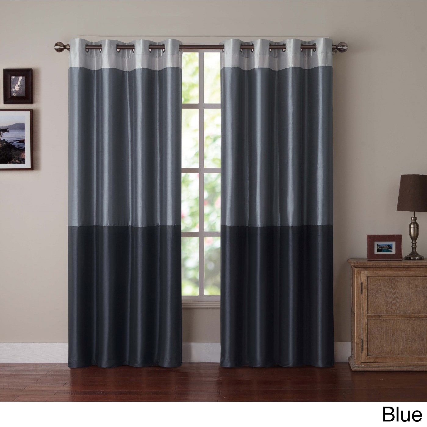 Victoria Classics Park Slope Color Block Grommet Curtain Panel Grey Size 54 x 96