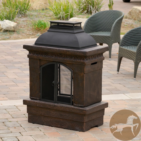 Luvan Outdoor Copper Stone Chiminea Fireplace Fireplaces & Chimineas