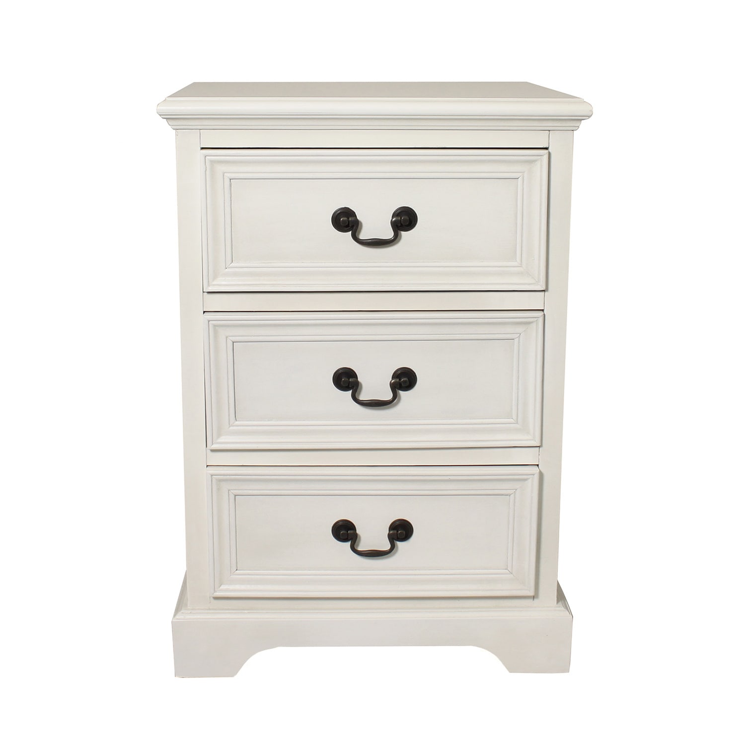 Casa Cortes Casa Cortes Hand painted 3 drawer Antique White Solid Wood Night Stand Beige Size 3 drawer