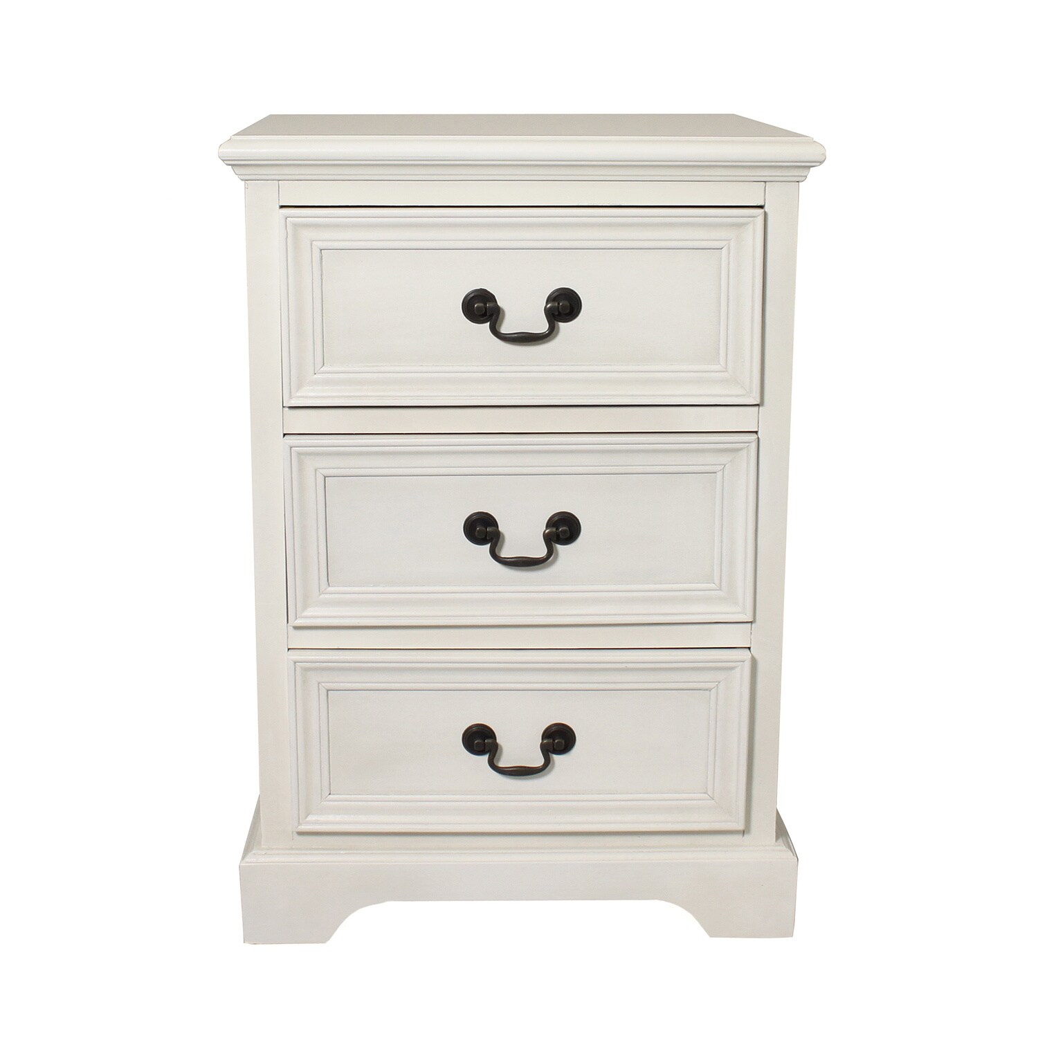 Shop Antique White 3 Drawer Solid Wood Nightstand Free Shipping