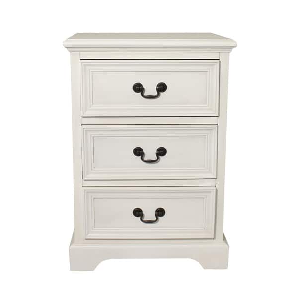Shop Antique White 3 Drawer Solid Wood Nightstand Free Shipping