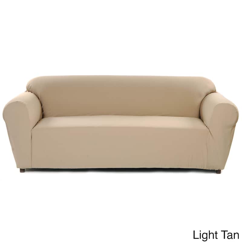 Classic Slipcovers Stretch Poly Twill Sofa Slipcover - Tan
