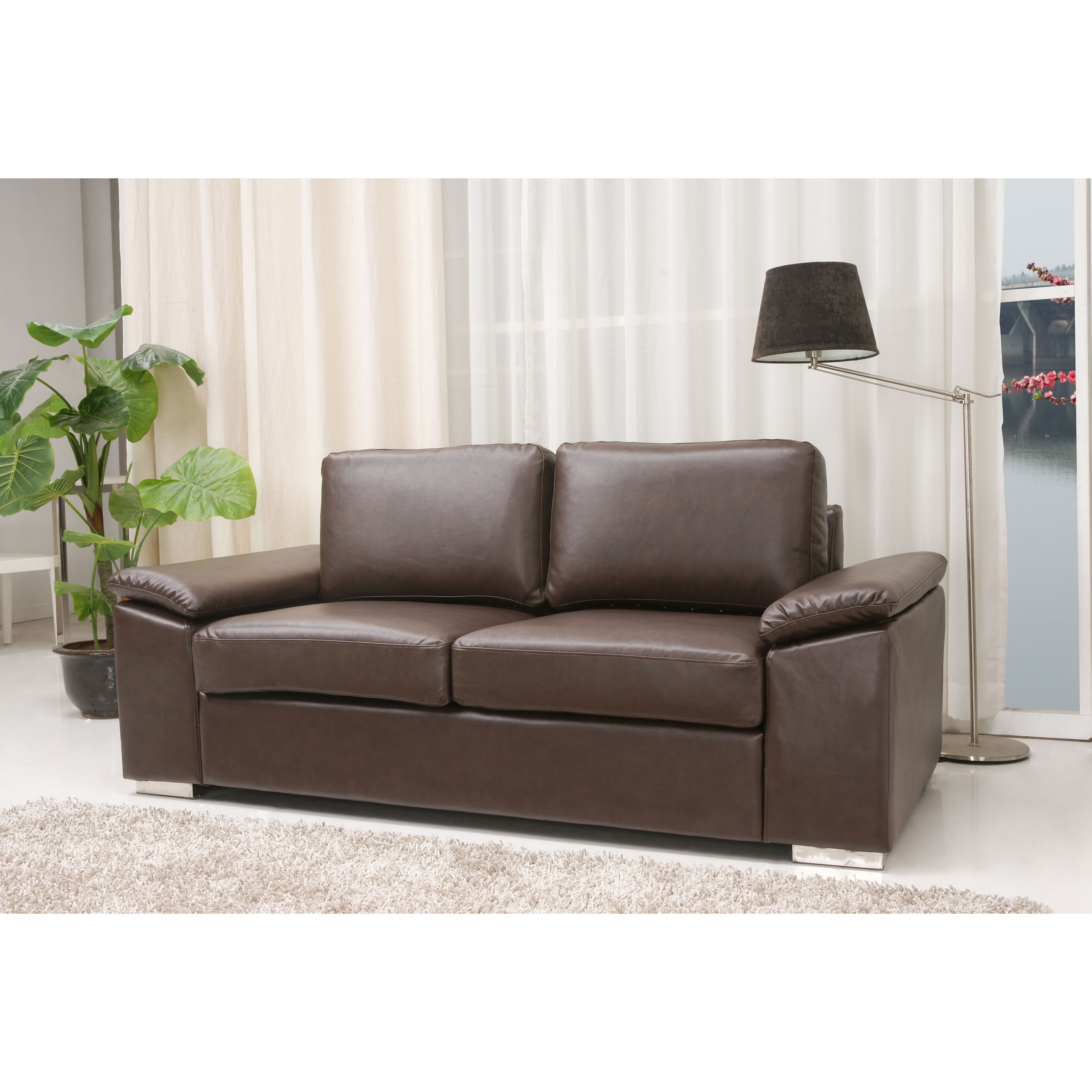 Hampton Coffee Leather Loveseat