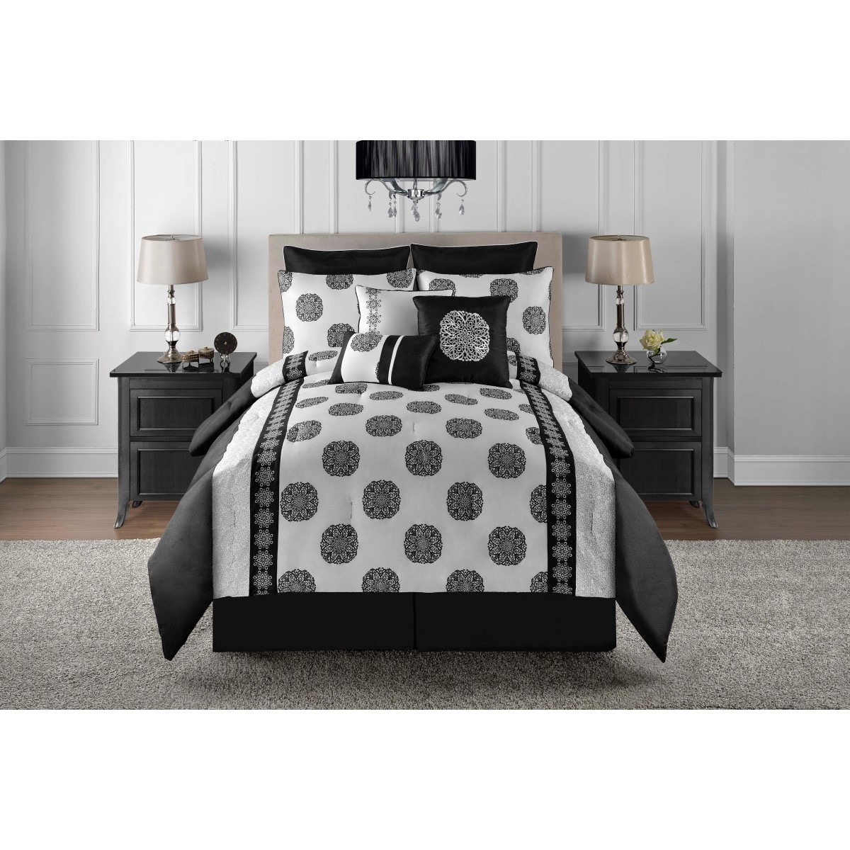 Victoria Classics Metropolis Celeste 9 piece Comforter Set Black Size Full