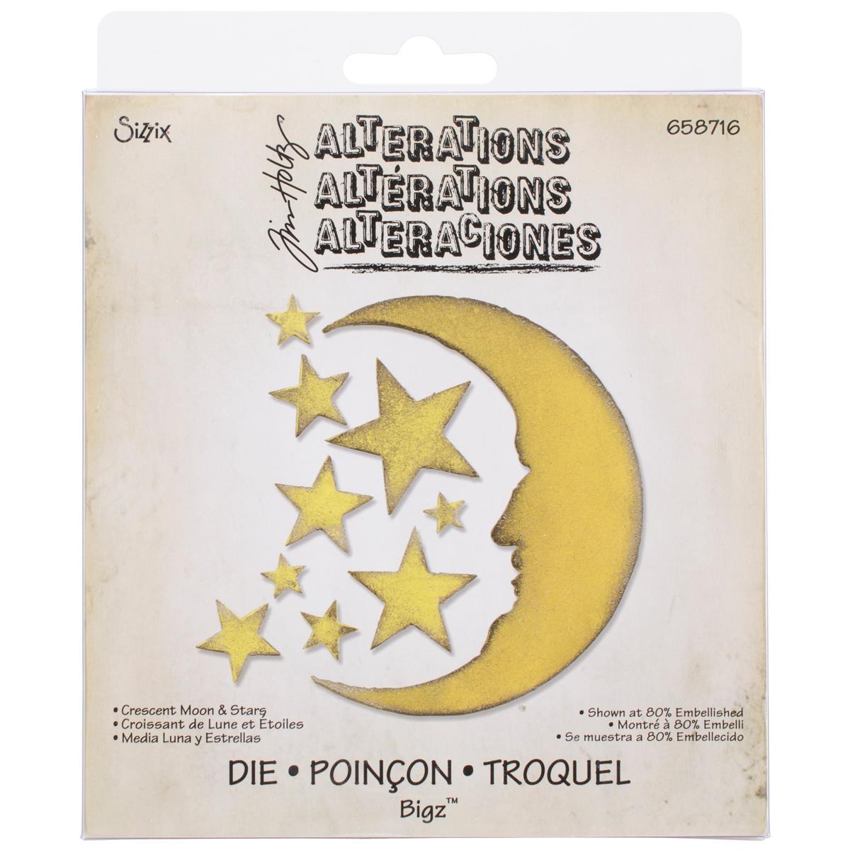 Sizzix Bigz Die By Tim Holtz 5.5 X6   Crescent Moon   Stars