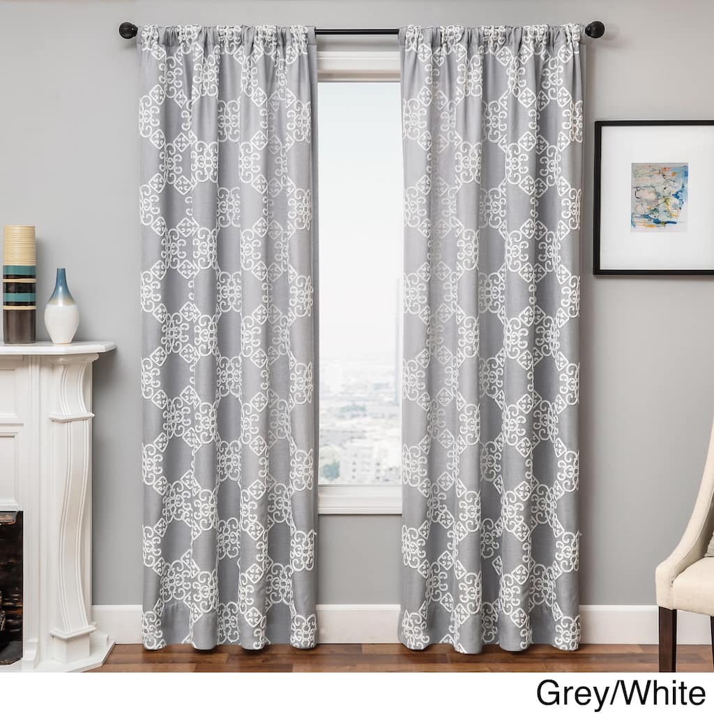 Softline Loren Embroidered Rod Pocket Curtain Panel