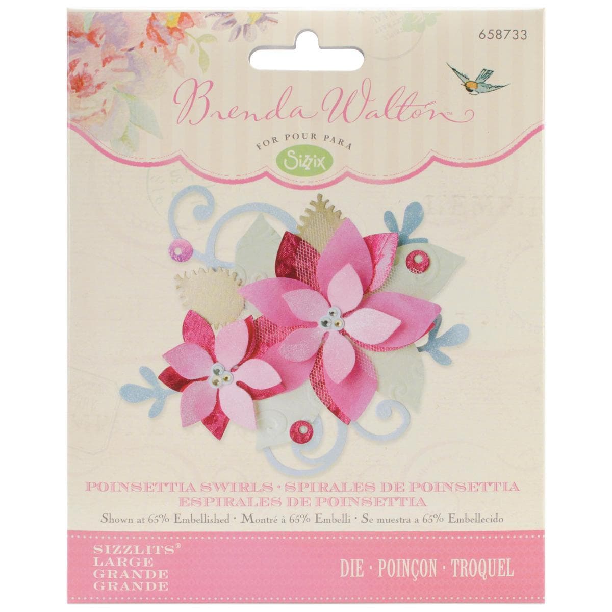 Sizzix Sizzlits Die 4.5 X5.25   Poinsettia Swirls