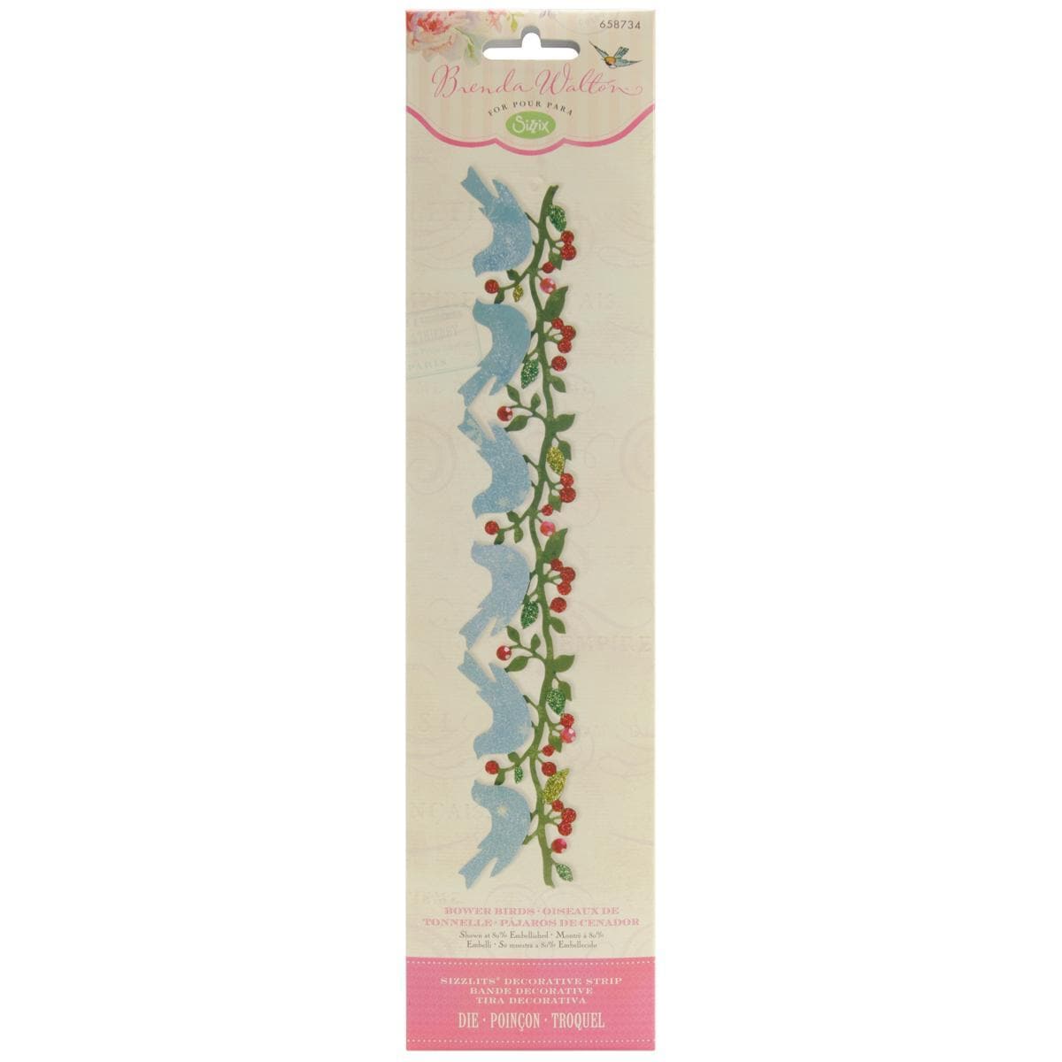 Sizzix Sizzlits Decorative Strip Die 12.625 X2.375   Bower Birds