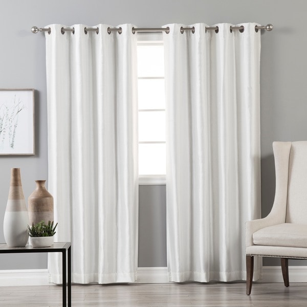 Aurora Home Grommet Top Faux Silk Blackout Curtain Panel Pair