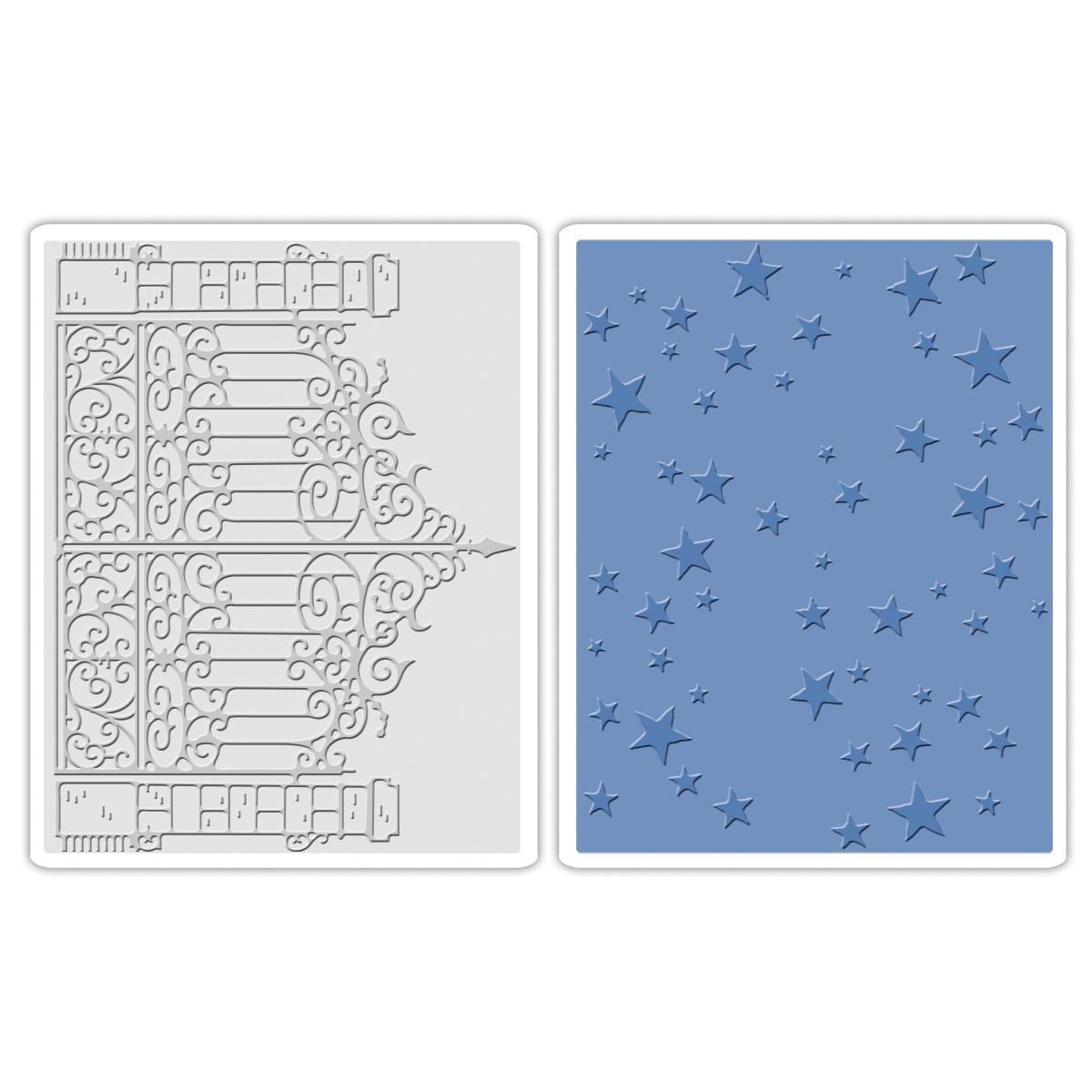 Sizzix Texture Fades A2 Embossing Folders 2/pkg   Iron Gate   Starry Night By Tim Holtz