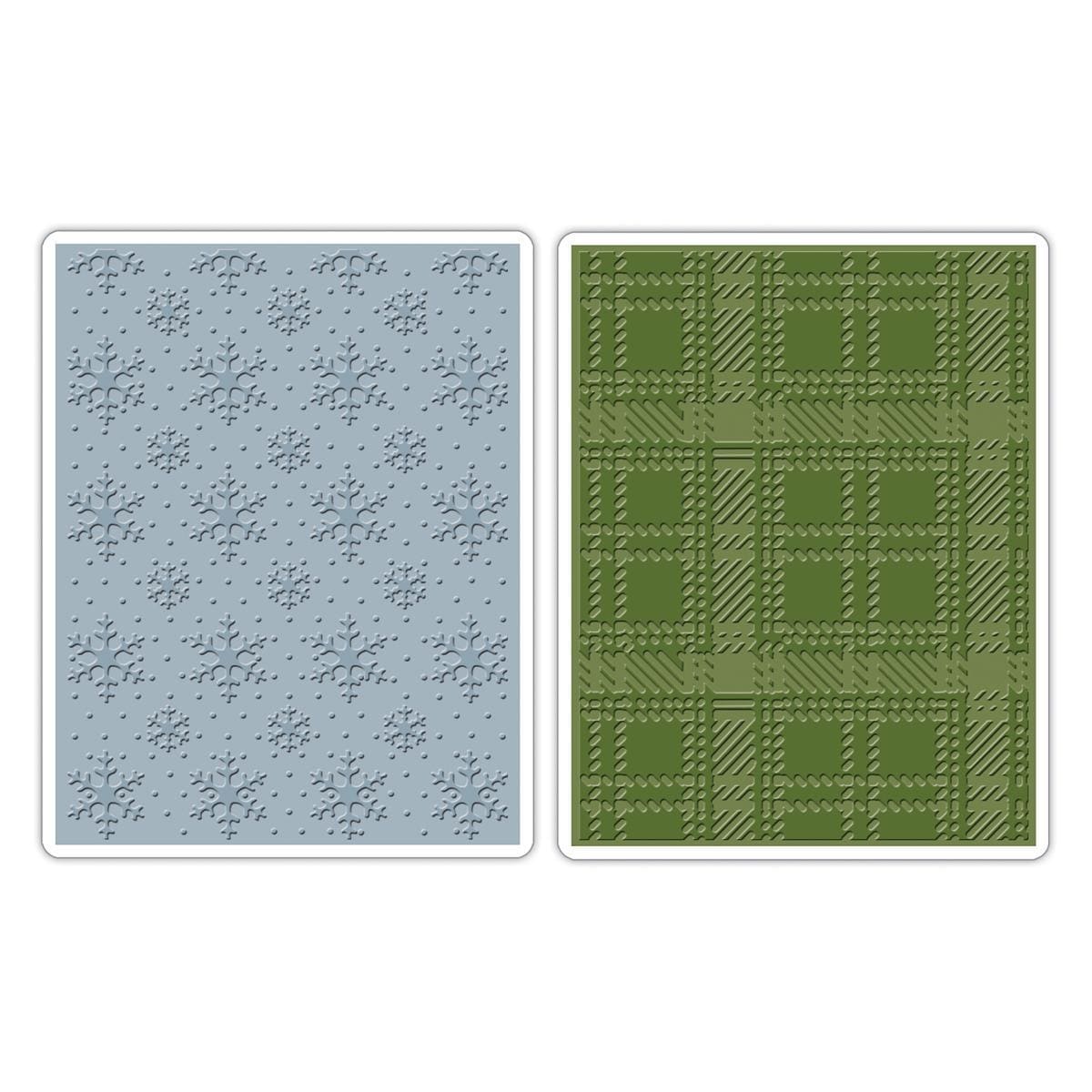 Sizzix Texture Fades A2 Embossing Folders 2/pkg   Snowflake   Plaid By Tim Holtz