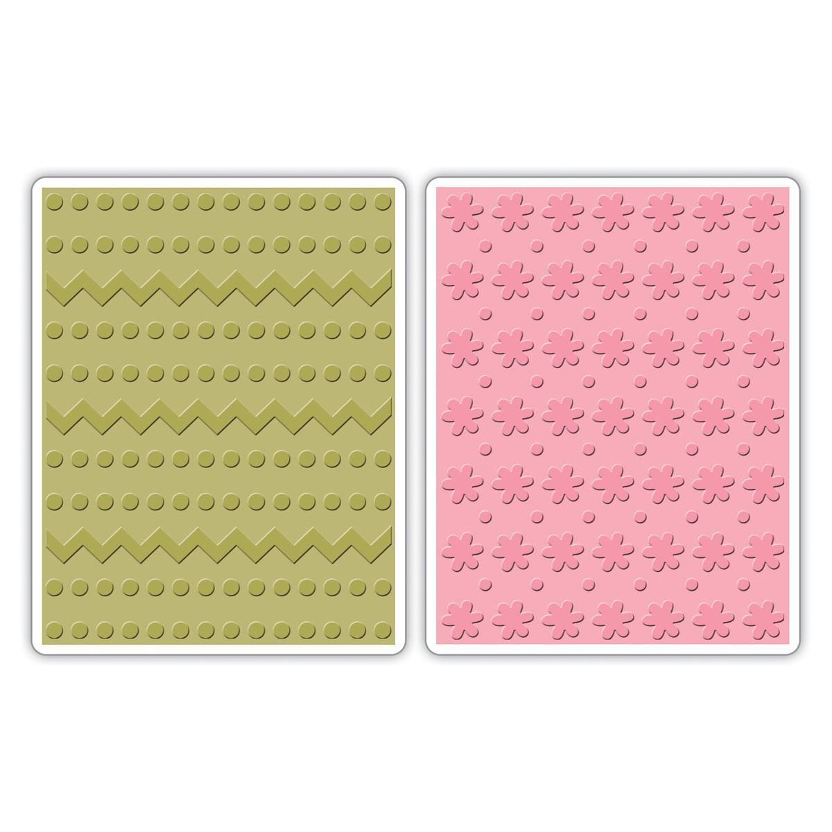 Sizzix Textured Impressions A2 Embossing Folders 2/pkg   Dots   Zigzags/dots   Flowers