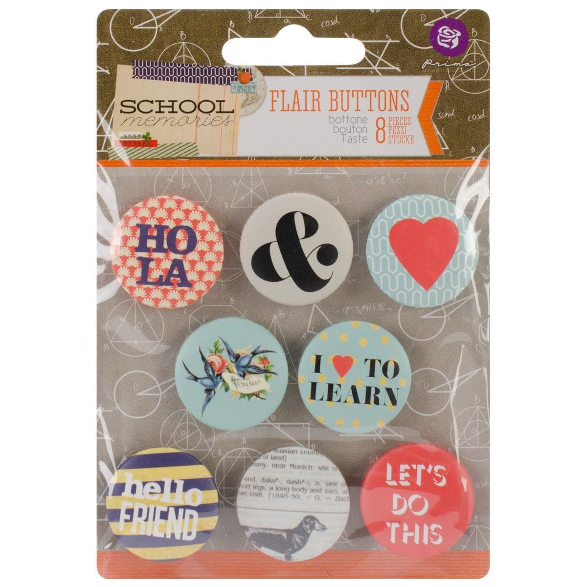 School Memories Flair Buttons 1 8/pkg