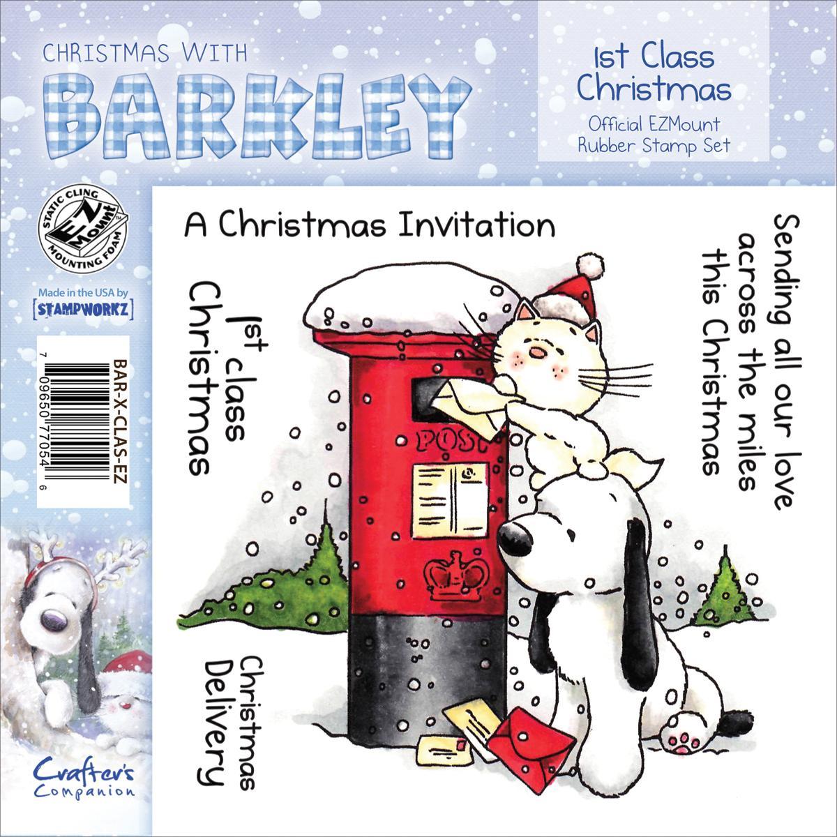 Barkley EZmount Christmas Cling Stamp Set 4.75 X4.75   1st Class Christmas
