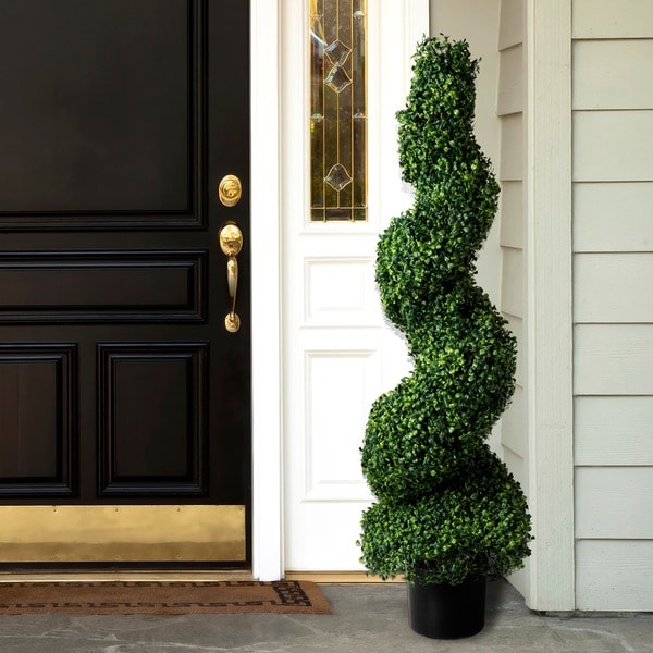 Shop 50 Inch Romano Boxwood Spiral Topiary Artificial Tree