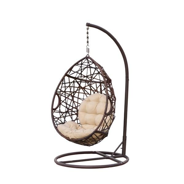 Cayuse Outdoor Wicker Tear Drop Hanging Chair by Christopher Knight Home