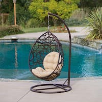 Cayuse Outdoor Wicker Tear Drop Hanging Chair by Christopher Knight Home