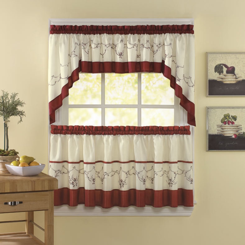 Grace Cinnabar 5 piece Curtain Tier And Swag Set