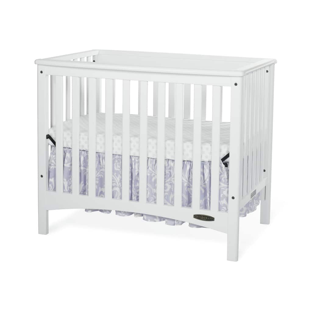 Child Craft London White Euro Mini 2-in-1 Convertible Crib with Mattress