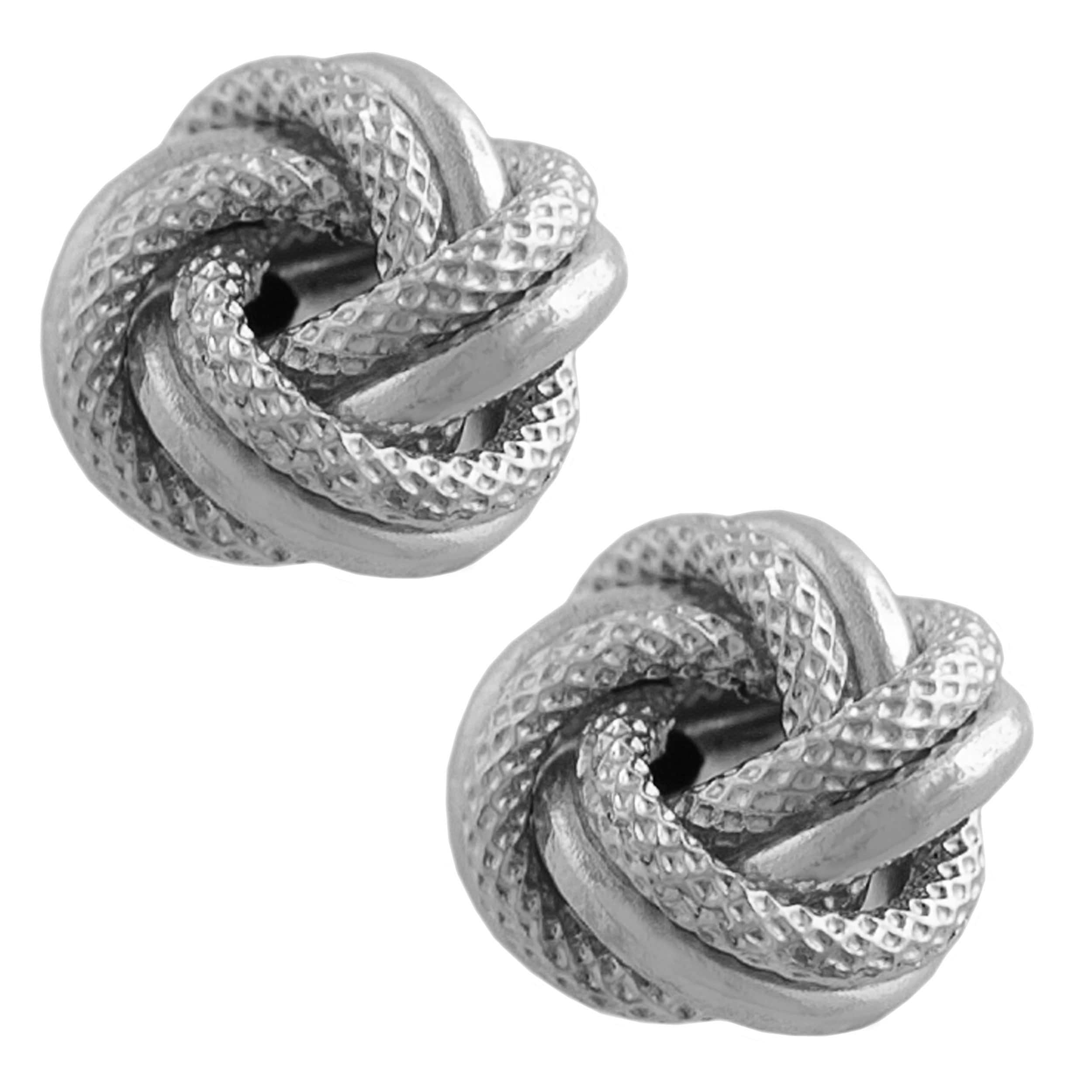 Au Naturale 10k White Gold Florentine Polished Love Knot Earrings