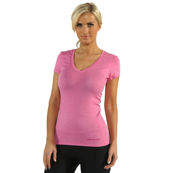 Shop Under Armour Women's Pink Heat Gear Touch Short Sleeve V-Neck ...