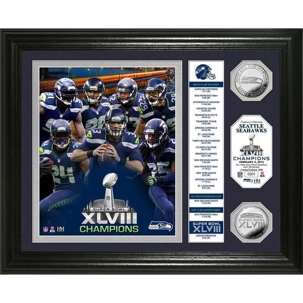Seattle Seahawks Super Bowl 48 Champions 'Banner' Silver Coin Photo Mint