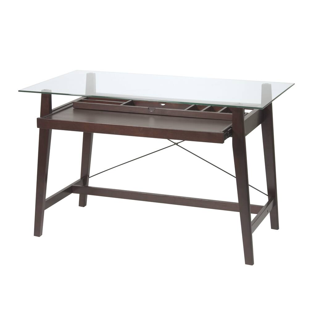 OSP Home Furnishings Tribeca 42-inch Espresso Glass-top Computer Desk