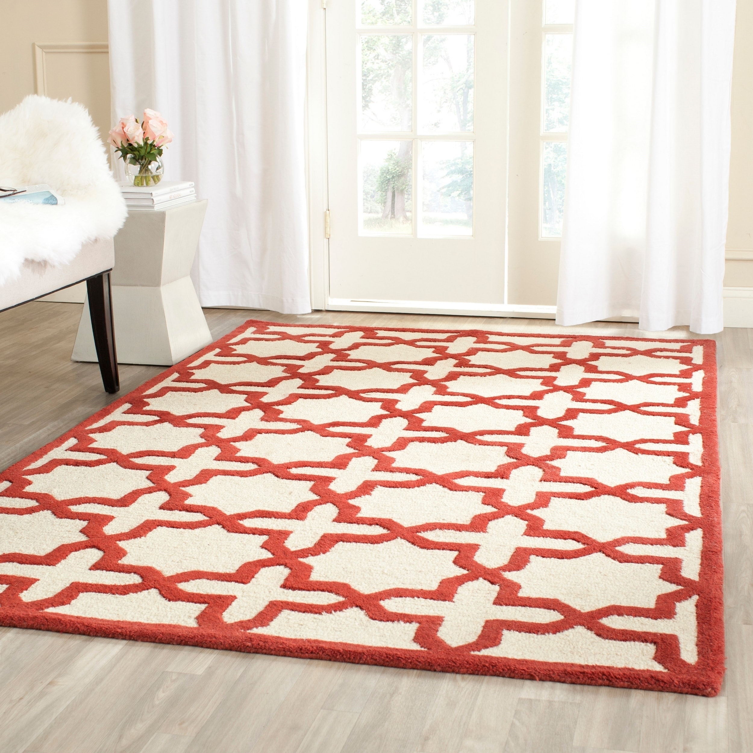 Safavieh Handmade Moroccan Cambridge Ivory/ Rust Wool Rug (8 X 10)