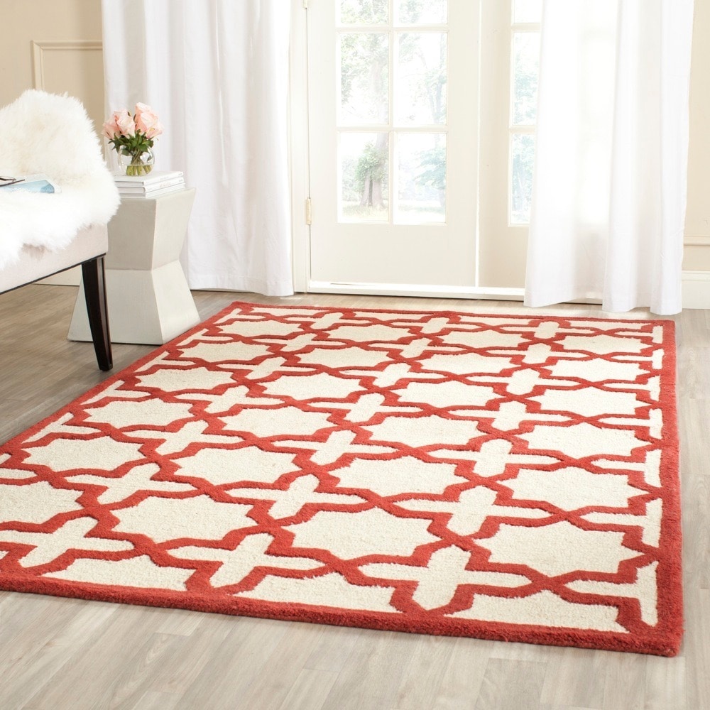 Safavieh Handmade Moroccan Cambridge Ivory/ Rust Wool Rug (5 X 8)