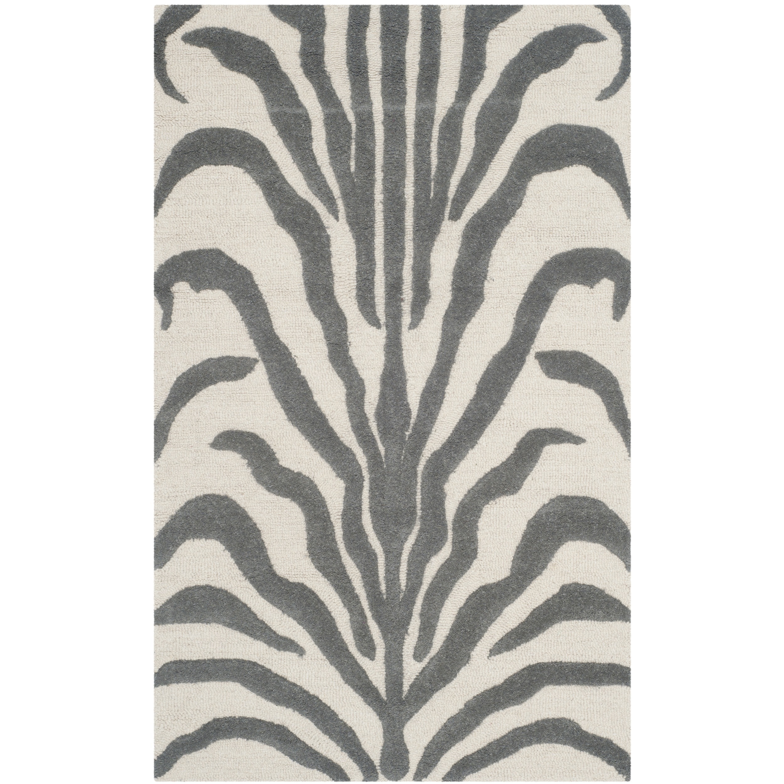 Safavieh Handmade Moroccan Cambridge Ivory/ Dark Grey Wool Rug (2 X 3)