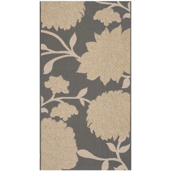 Safavieh Indoor/ Outdoor Courtyard Anthracite/ Beige Rug (2 x 37)