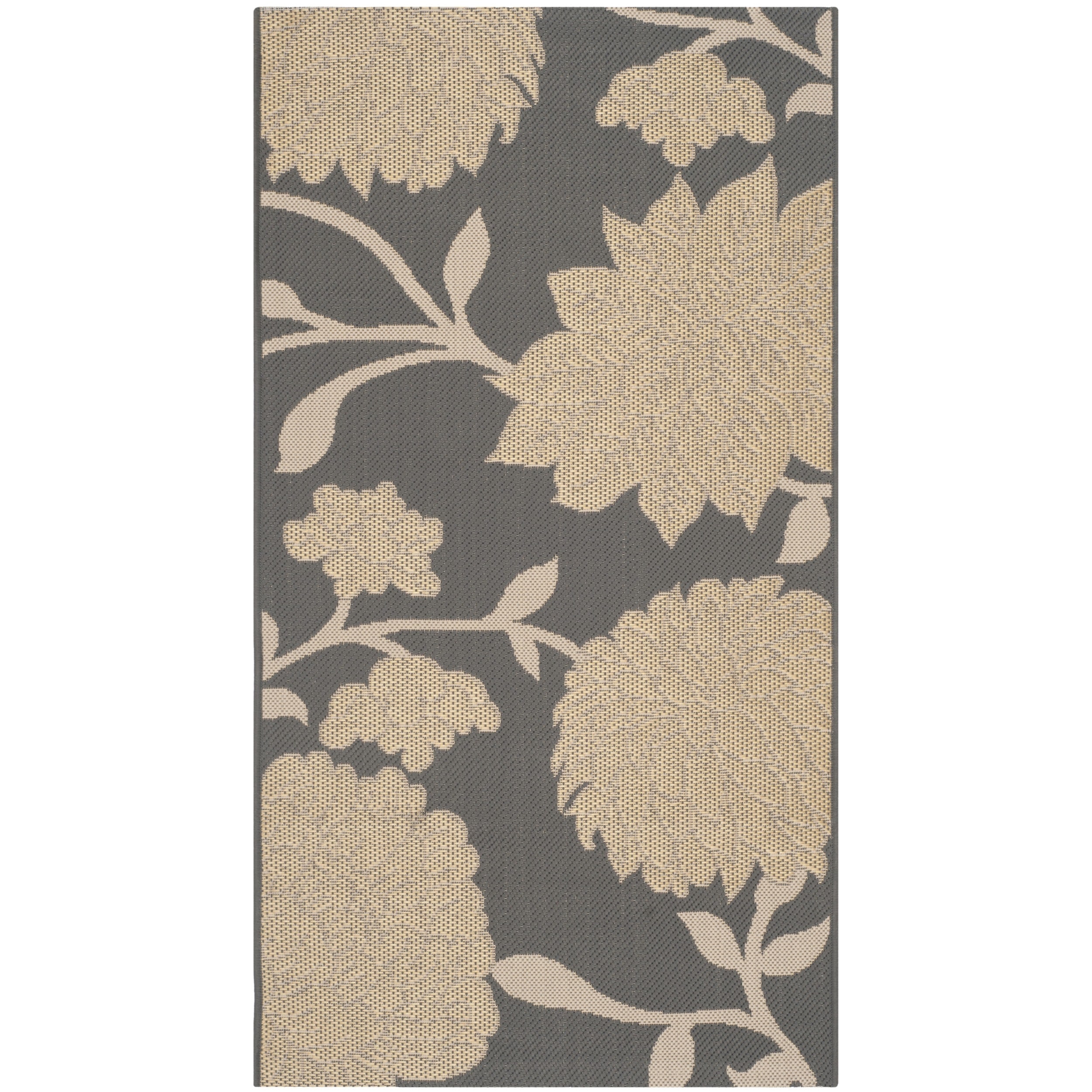 Safavieh Indoor/ Outdoor Courtyard Anthracite/ Beige Rug (2 X 37)