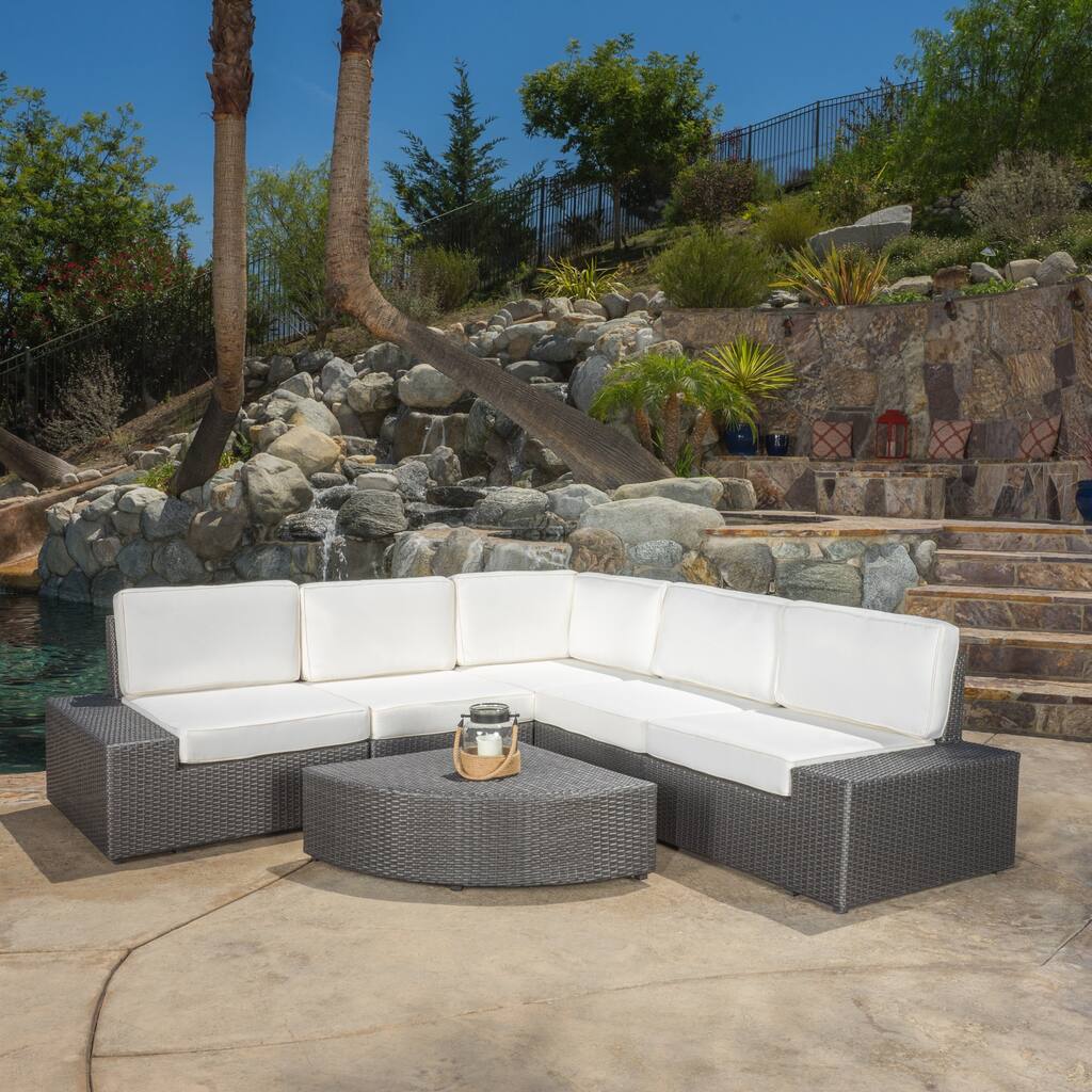 Santa Cruz Outdoor 6-piece Grey Wicker Sofa Set by Christopher Knight Home
