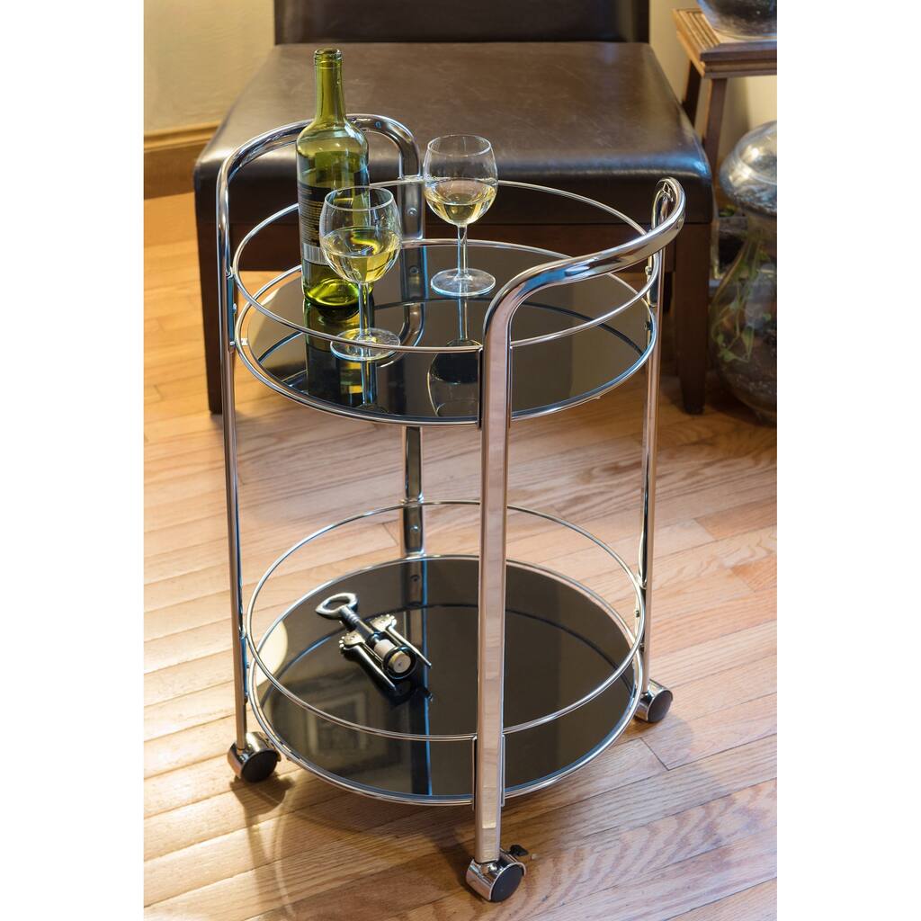 urb SPACE Black Chrome Rolling Bar Cart