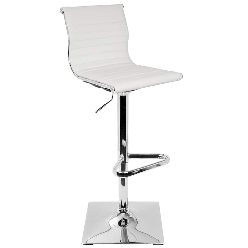 Porch & Den Tower Master Contemporary Adjustable Bar Stool in Faux Leather - N/A - White