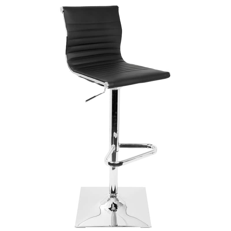 Porch & Den Tower Master Contemporary Adjustable Bar Stool in Faux Leather - N/A - Black